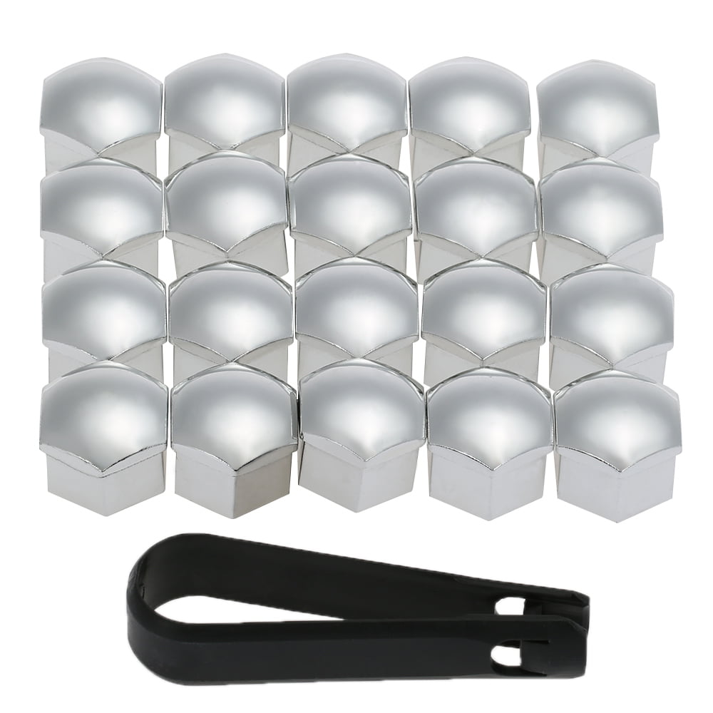 Be In Your Mind 20Pcs Chrome Silver Wheel Nut Caps Hub Bolt Covers 21mm Hexagonal Protectors with Removal Tool Compatible with Land Rover Range Rover FIAT Ducato