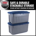 thumbnail image 4 of ONKER Roughneck️ 40 Gallon Storage Totes, Pack of 2, Durable Stackable Storage Containers with Hinged Lids, Nestable Plastic Storage Bins for Tools, Toy Storage, Grey and Dark Indigo Metallic, 4 of 11