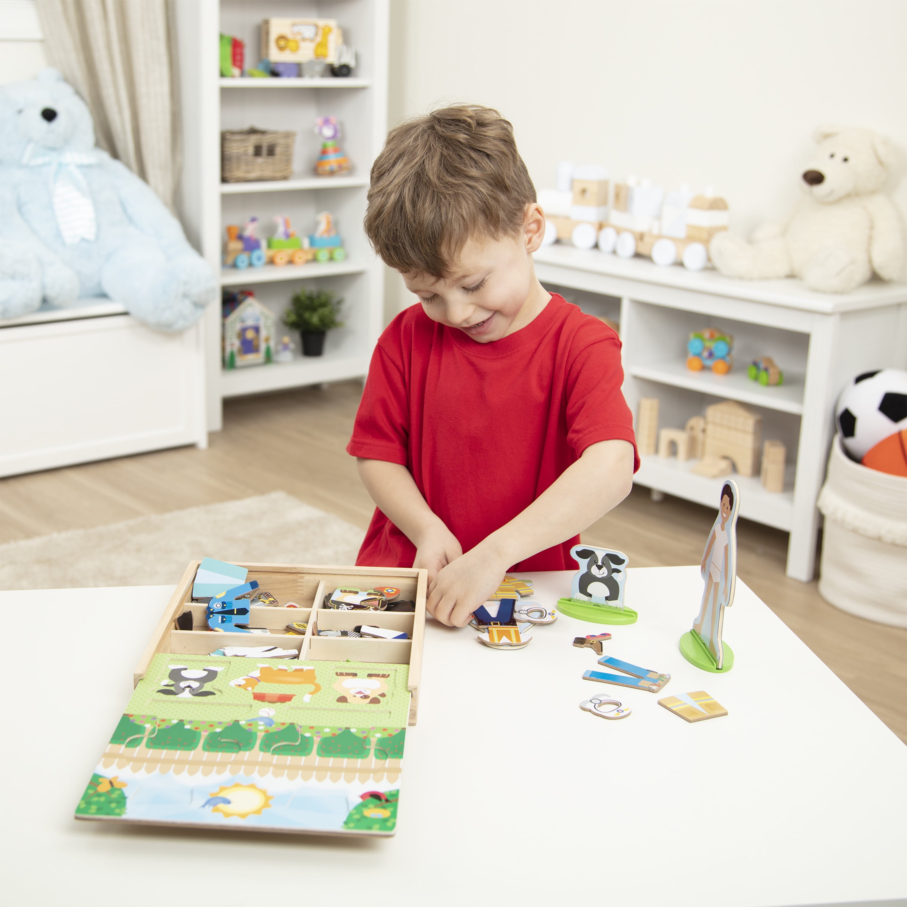 Melissa & Doug Occupations Magnetic Dress-Up Wooden Dolls Pretend Play Set (82 pcs)