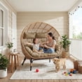 thumbnail image 2 of RADIATA Double Egg Chair Indoor Outdoor Stationary Oversized Thicken Padded Cushions,2 Person Egg Loveseat Chair,600 lbs Extra Large Lounge Chair for Patio Balcony Porch Backyard Brown, 2 of 8