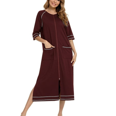 

Pregnant Woman Nightshirt Casual Soft Crewneck Half Sleeve Nightgown For Daily Life For Home Hotel Gray Black Burgundy Navy Blue