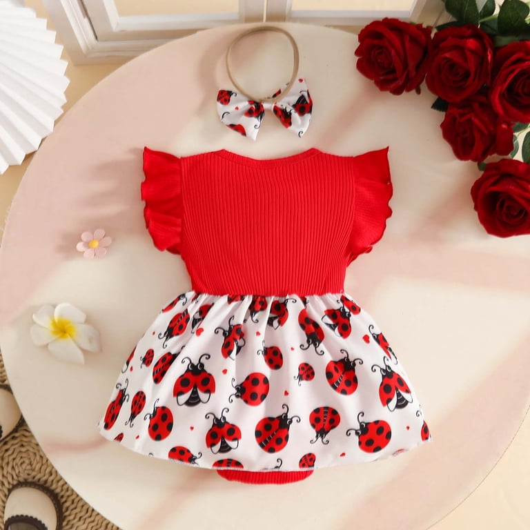 0 3 month red dress Handmade Christmas Baby Dress Crochet Red And White Baby Outfit 0-3 Months