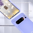 thumbnail image 2 of KOMI for Google Pixel 8 Pro Case, Silicone Phone Case with 2 Screen Protector, Soft Anti-Scratch Microfiber Lining, Full Body Shockproof Slim Cover Support Wireless Charging, Lavender Purple, 2 of 5