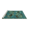 thumbnail image 2 of Ahgly Company Machine Washable Indoor Rectangle Oriental Turquoise Blue Industrial Area Rugs, 5' x 7', 2 of 4
