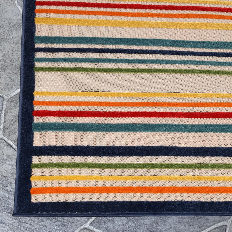 Superior Eastyn Stripe Indoor/Outdoor Area Rug, 3' x 5', Cream