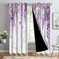 thumbnail image 3 of Nanqianyi Purple Floral Lavender Blackout Curtains, Beautiful Butterfly Prints Thermal Insulated Grommet Drapes for Bedroom/Living Room, 42x63 in, 2 Panels, 3 of 8