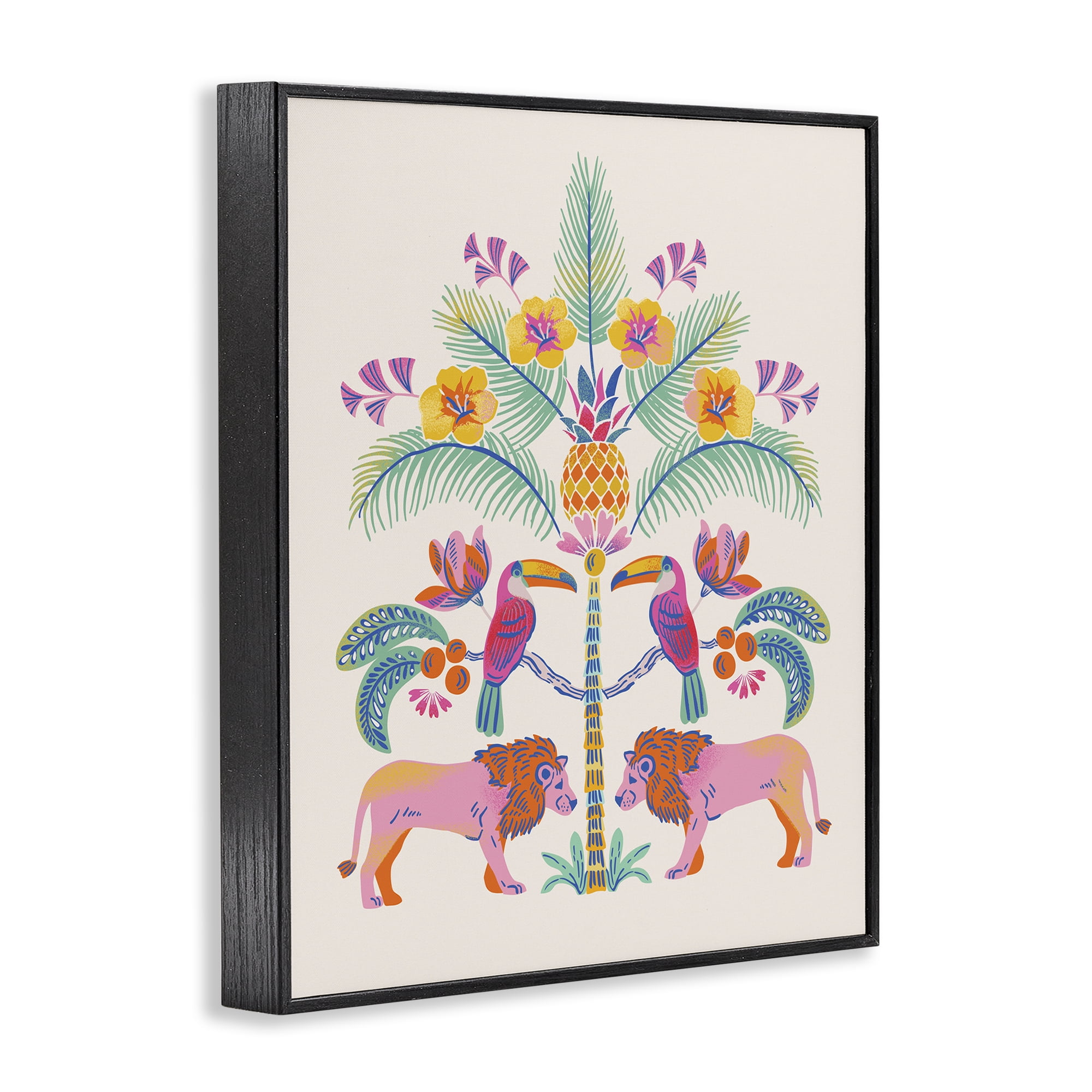 Stupell Industries King of Jungle Symmetry Black Framed Giclee Art, design by Riley Hutchens