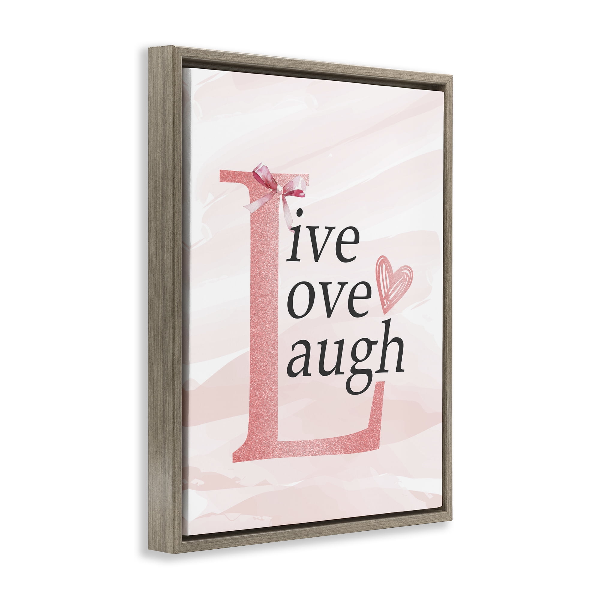 Live Love Laugh Pastel Brown Framed Floater Canvas Wall Art, design by Kim Allen