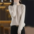 thumbnail image 4 of TYGHBN Women Casual Solid Color Bottoming Shirt Slim High Collar Knitted Long Sleeved Top Mens Thermal Wear Thermal Long Sleeves for Women Men's Thermals for Cold Weather Thermal plus Size for Women, 4 of 6