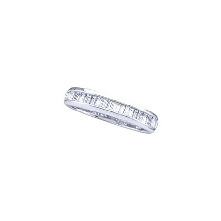 Baguette Diamond Eternity Wedding Band - Sterling Silver Womens Baguette Diamond Wedding Anniversary Band Ring 1/6 Cttw
