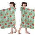 thumbnail image 4 of Strawberry Plants Fruit Flower Leaf Green Pattern Hooded Bath Towel，60"x35" for Ages 3 To 12 Kids, Quick Dry Lightweight Soft Microfiber Hood Beach Towel Cover Up for Kids, 4 of 7