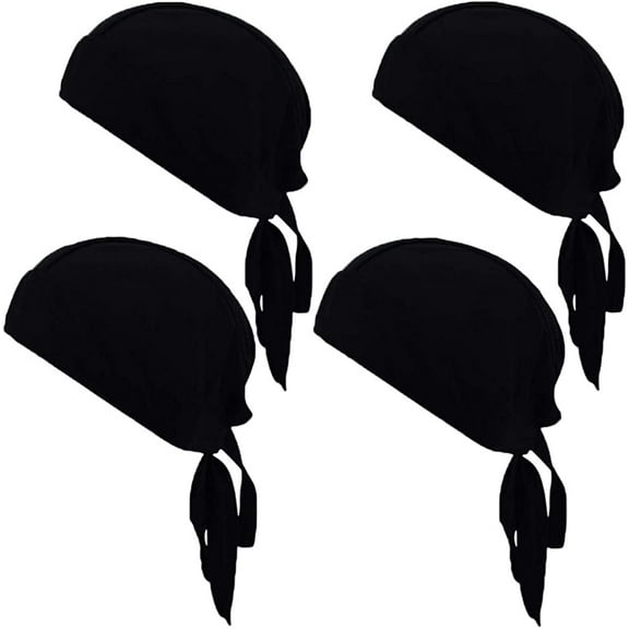 Black Dew Rags Sweat Wicking Beanie Cooling Helmet Liner Large Doo Skull Caps Head Wraps Hat for Men and Women
