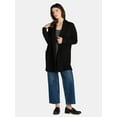thumbnail image 4 of Time and Tru Women's and Women's Plus Fuzzy Open Front Cardigan Sweater, Midweight, Sizes XS-4X, 4 of 5