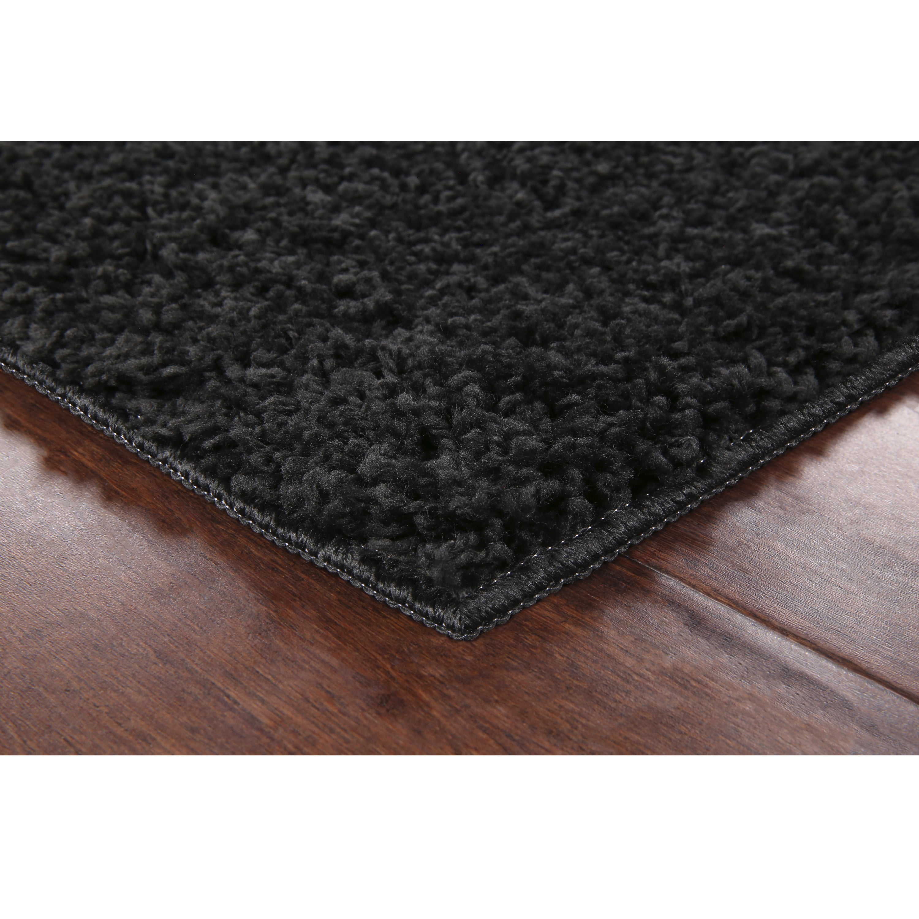 Mainstays Machine Washable Solid Shag Area Rug, Black, 3 ft x 4 ft 8 in