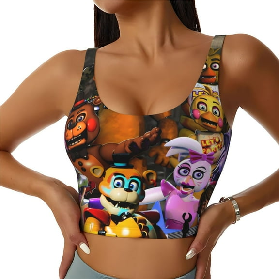 Saiise Five Nights At Freddy'S Print Crop Tops Sports Bra For Women Workout Cropped Tank Top Yoga Shirts Athletic Undershirts -