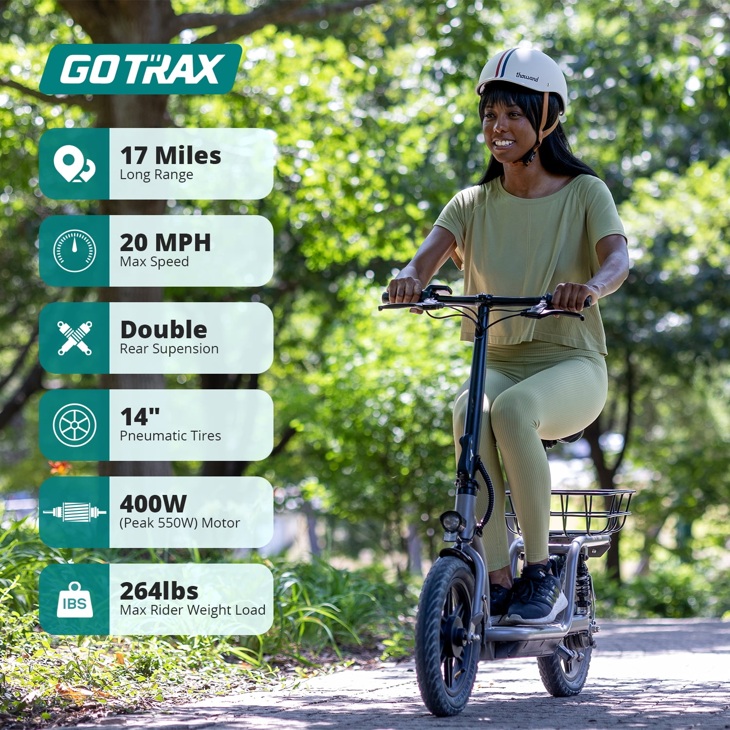 GOTRAX - Brandclub - CAMPUS Adults Electric Scooter with Seat, 14