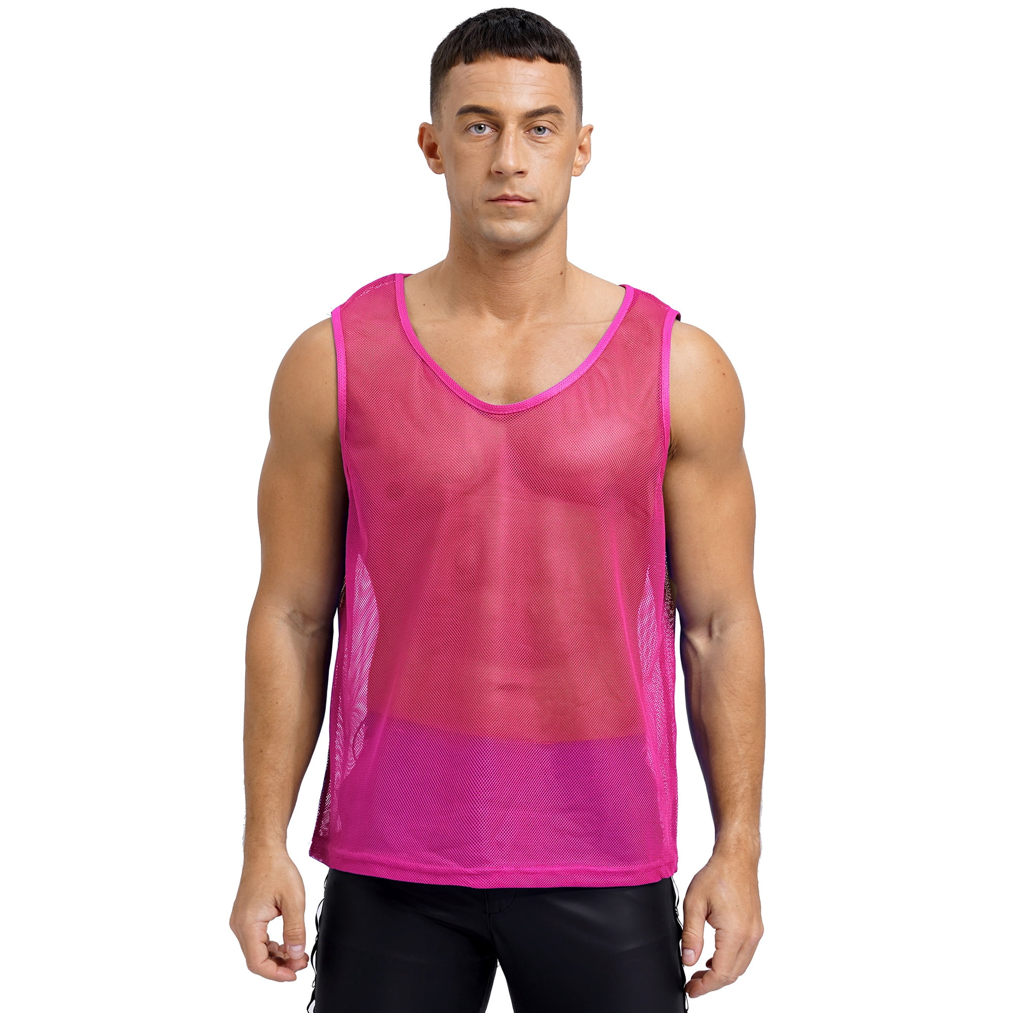Lejafay Men's Mesh Fishnet Muscle Vest Tops Hollow Out Net Tank
