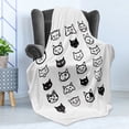 thumbnail image 4 of Cat Lover Soft Flannel Fleece Throw Blanket, Cartoon Style Pattern of Cat Heads Art Illustration in Black and White Feline, Cozy Plush for Indoor and Outdoor Use, 50" x 60", Black White, by Ambesonne, 4 of 5