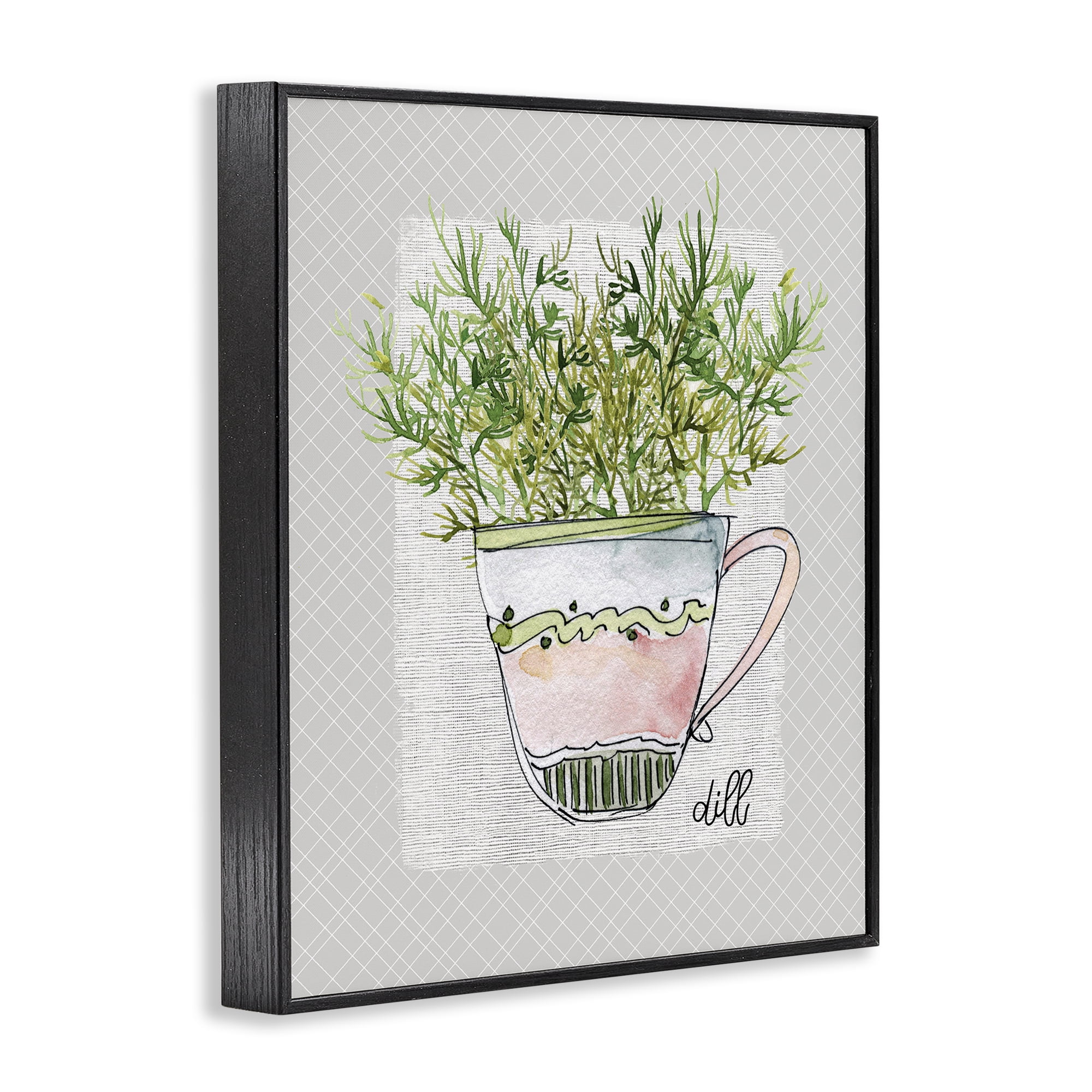Stupell Industries Dill Herb Mug Black Framed Giclee Art, design by Livi Finn