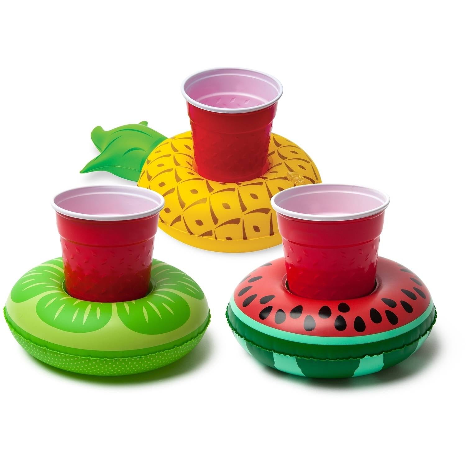 Inflatable Cup Holder Drink Coasters Flamingo Strawberry Float Boats Pool Party 