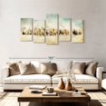 thumbnail image 2 of Elephant Stock Roaming Horses Wall Art - Horizontal Multi Panel Canvas - Living Room Wall Decor - Animal Multi Panel - Blue And Brown Decor By Ynon Mabat - 80" x 40", 2 of 4