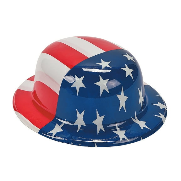 American Flag Plastic Derby Hat - Apparel Accessories - 12 Pieces