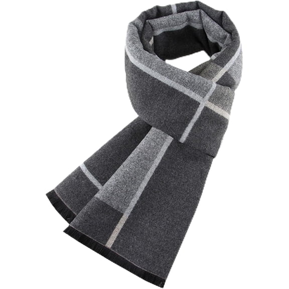 Warm Winter Scarf for Men, Soft Long Plaid Tassel Scarf, Classic Cotton Blend Material for All-Day Comfort, Extra Long (70.8 inches)