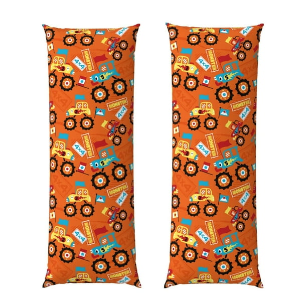 Balery Monster Truck Funda Protectora para Almohada Corporal de Algodón Hipoalergénico con Cierre(55 x 21 pulgadas), Almohadas No Incluidas