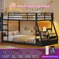 thumbnail image 6 of Afuhokles Twin Over Twin Low Bunk Bed with Bookshelves, Storage Drawers and Power Outlet, LED Metal Floor Bunk, Black, 6 of 8