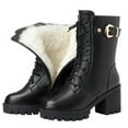 thumbnail image 1 of NOKIO Women’s Cowboy Boots Pointed Toe 𝖢hunky Platform Motorcycle Riding Boots Wide Calf Design with Buckle & Side Zipper for Extended Comfort, 1 of 4