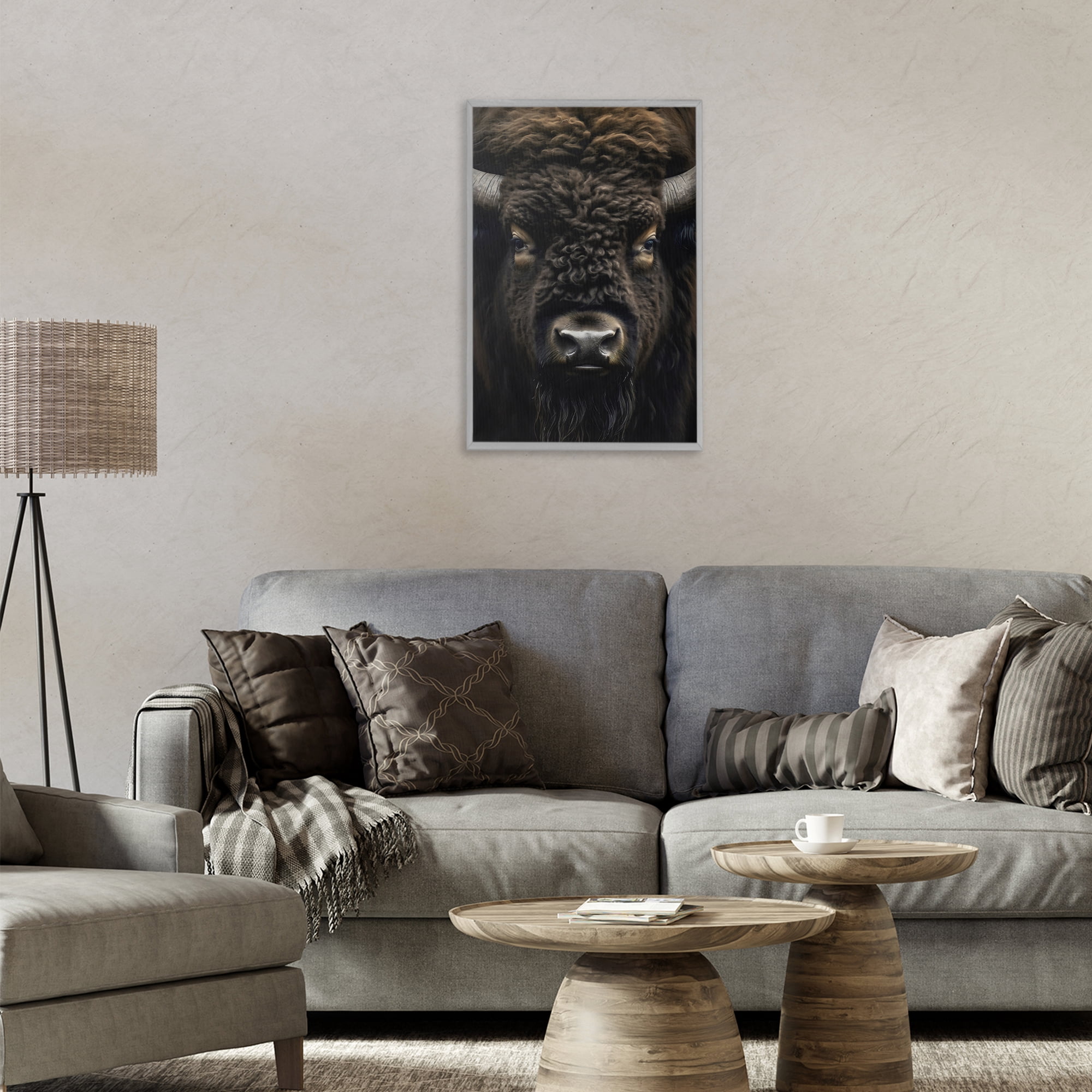 Stupell Industries Bison Portrait Close Up Gray Framed Giclee Art, design by Creative Studio