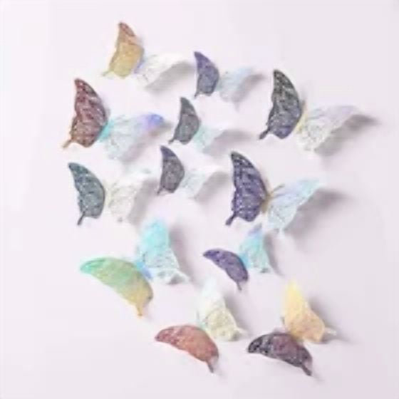 12 Colorful 3D Silver Butterfly Wall Stickers Home Decor