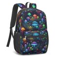 thumbnail image 2 of Mushroom and Glow Black Pattern 17" School Backpacks for Teens,Waterproof Oxford Fabric,S-Shape Padded Straps for School,Travel,Hiking,Camping, 2 of 6