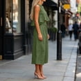 thumbnail image 4 of mihongmao Elegant Outfits for Ladies 2026 Holiday Party Sets Fahion Women's 2 Piece Sleeveless Crop Tops Cropped Pants Set Solid Army Green L, 4 of 5