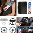 thumbnail image 4 of Jeiento American Flag 17 Pcs Car Seat Cover Full Sets, Car Seat Cover Floor Mats Steering Wheel Cover Armrest Pad Cover Seat Belt Pads Coasters Keychain, 4Th of July Auto Accessories Decor, 4 of 8