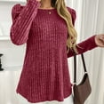 thumbnail image 7 of HAiming Womens Pullover Tunic Tops Casual Long Puff Sleeve Crewneck Lightweight Solid Color Loose Ribbed Clothes, 7 of 7