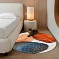 thumbnail image 2 of Small Round Rug 3Ft Washable Non-Slip, Boho Geometric Circle Area Rugs for Living Room Bedroom, Orange Blue Abstract Patterned Gold Stripes Indoor Floor Mats Carpet Runner for Home Decor, 2 of 8