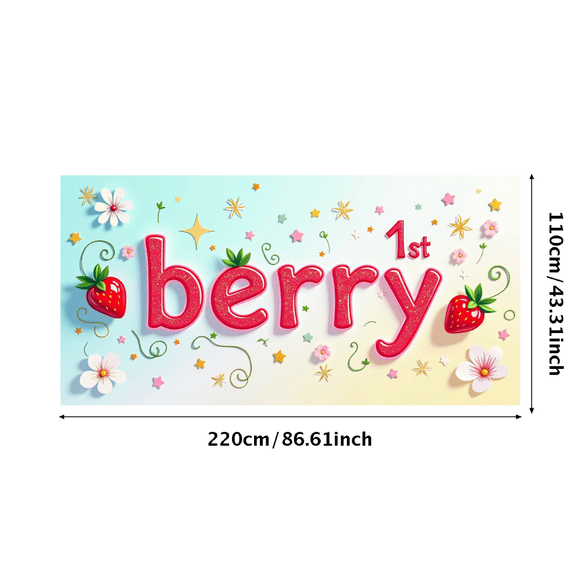 Strawberry Themed First Birthday Pink Number One Banner Party Supplies Decorations Baby Backdrop Happy Birthday Photography Props Celebration