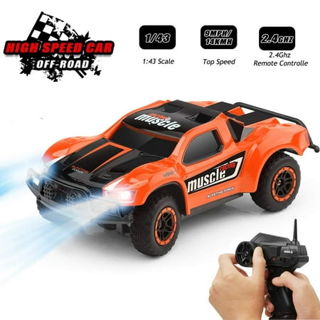 Toys for 6-12 Year Old Boys Byserten Remote Control Car RC Cars with LED Lights High Speed Racing 2. 4 GHz Wrieless Controlled 1:43 Scale Off-Road Vehicle RC Trucks Best Gift for Kids Orange