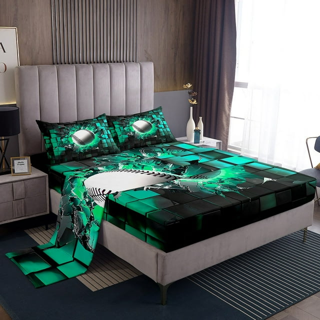 Erosebridal Baseball Full Sheet Sets,Sport Theme Bedding Full Size,4pcs