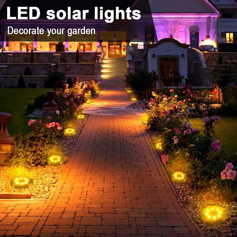 Solar Lights Outdoor Ground Lights 10 LEDs Pathways Lawn Lights IP68 White 