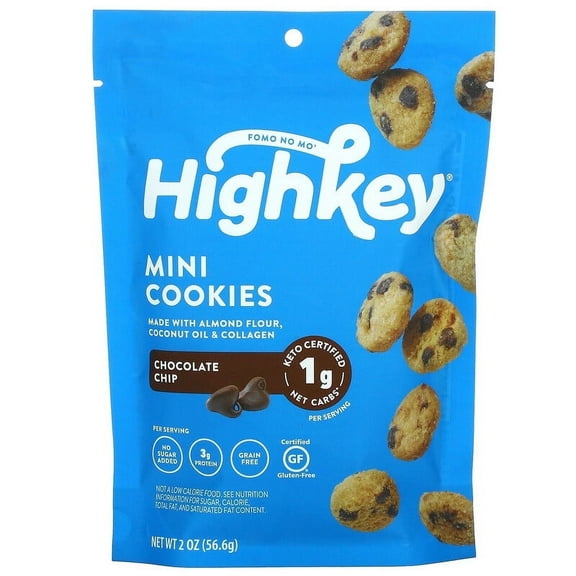 HighKey, Mini Cookies, Chocolate Chip, 2 oz Pack of 2