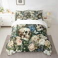 thumbnail image 2 of Feelyou Halloween Skull Bedding Comforter Set 7 Pieces, Vintage Western Floral Full Bedding Set, Gothic Romantic Reversible Fitted Sheet Flat Sheet, Lightweight Room Decor, 2 of 7