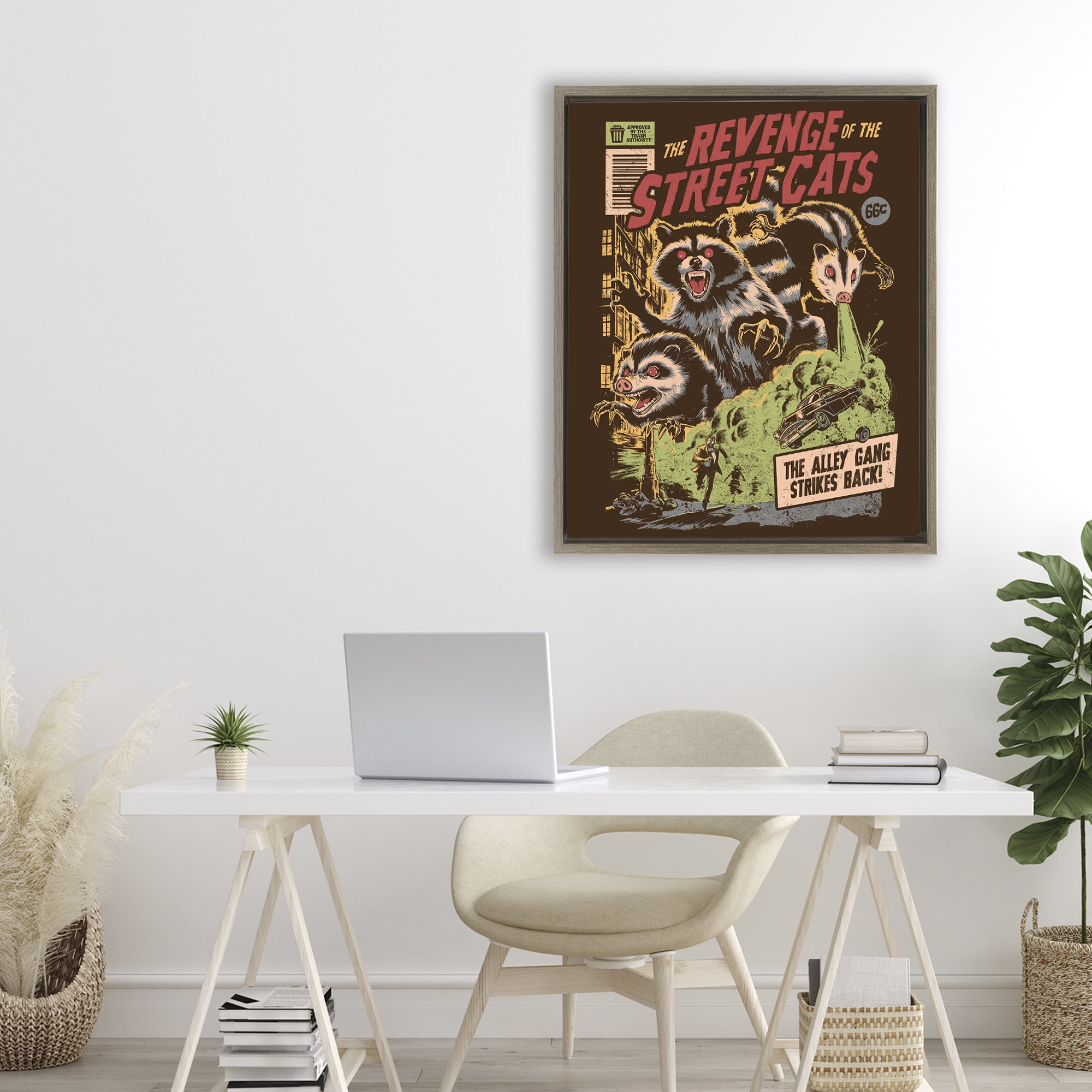 Stupell Industries Revenge Of Street Cats Brown Framed Floater Canvas Wall Art, design by EduEly Designs