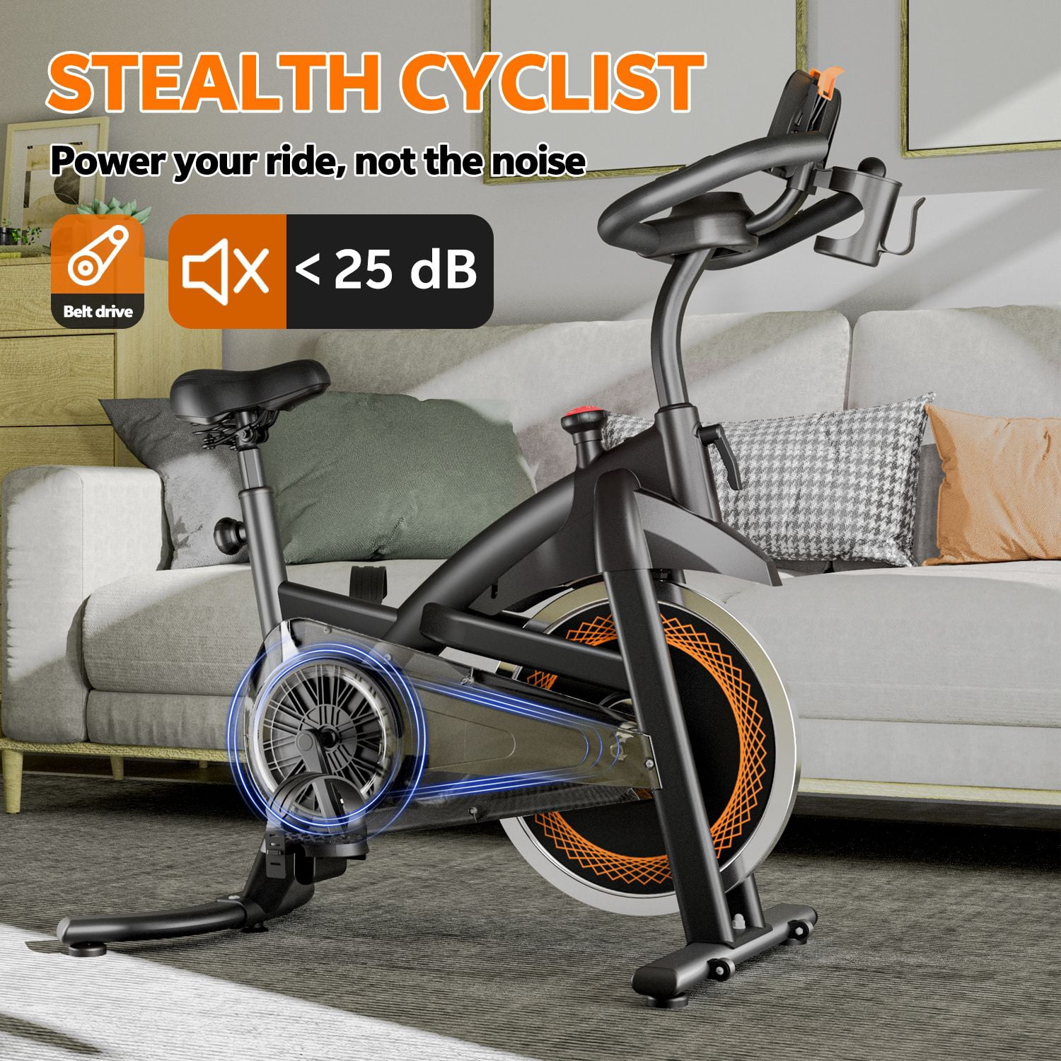 Exercise Bike Indoor Stationary Bike Cycling Bicycle for Home Gym 300 lbs Weight Capacity Adjustable Seat/Handlebar for Cardio Workout Office