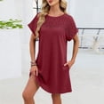 thumbnail image 6 of YueHuiYing Women's 2026 Summer Short Sleeve Dresses Casual Loose Fit Swing T-Shirt Dress V-Neck Sundress, 6 of 6