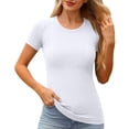 thumbnail image 2 of Uootdi Hauts à Manches Courtes pour Femmes Col Rond Sans Couture Tricot Compression Ajusté Doux Respirant Chemises Décontractées de Sport Cadeau, 2 of 3