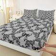 thumbnail image 3 of jejeloiu Victorian Damask Twin Sheet Sets,Gray Bow Bowtie Twin Fitted Sheet,Vintage Gothic Print Flat Sheet For Boys Kids,Lightweight Room Decorative,3 Pieces, 3 of 7