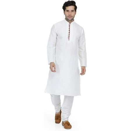 

Royal Kurt Mens Art Silk Kurta Churidaar Set White 42