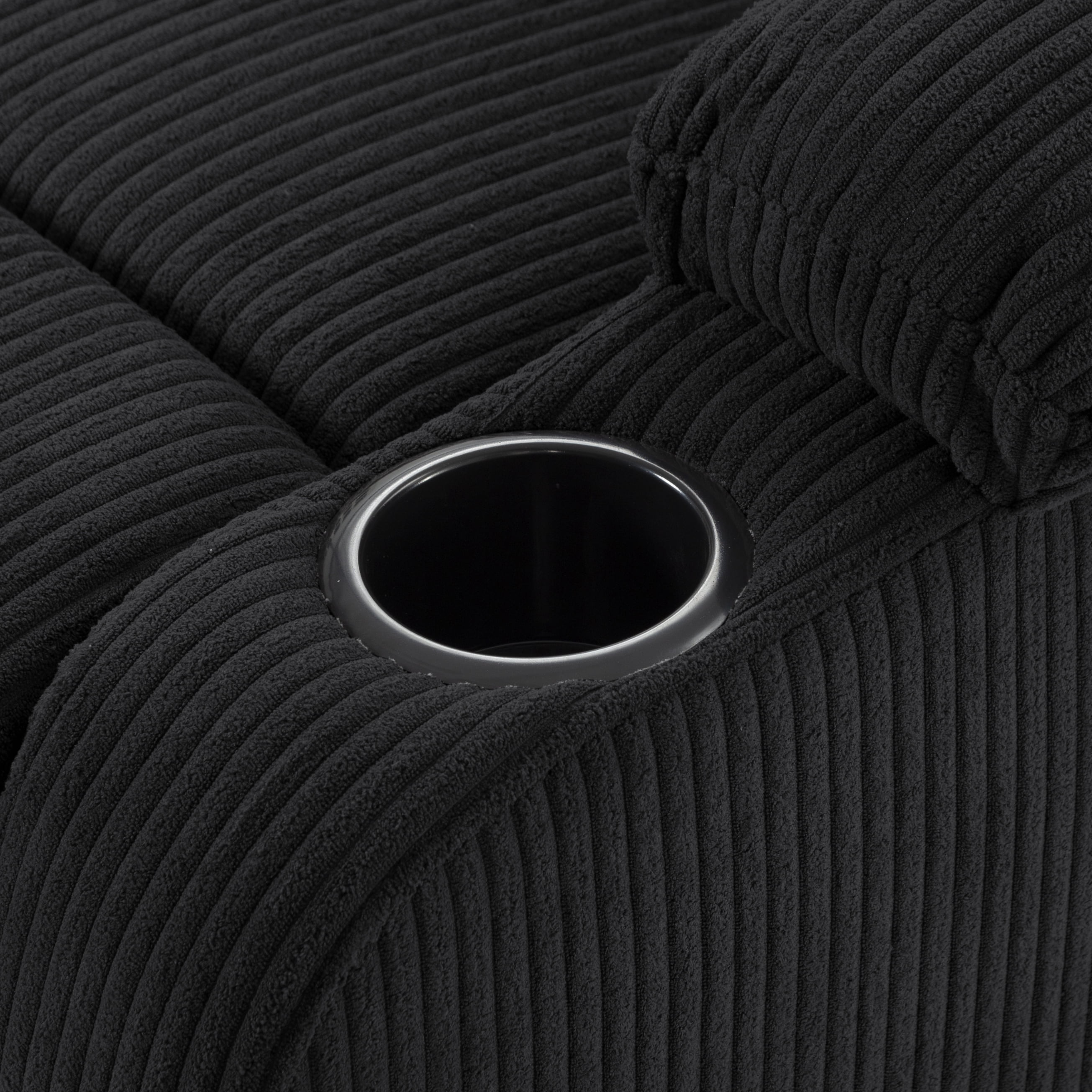 TiramisuBest Adjustable Manual Recliner Chair,Ergonomic Corduroy Lounge Chair with Cup Holders & Phone Stand for Living Room,Black
